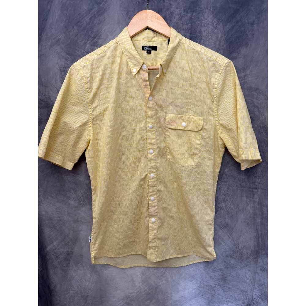 Vintage‎ Levis California Mens Yellow Wavy Stripe Short Sleeve Button Down Shirt